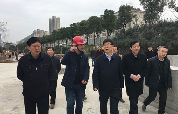 铜陵市市委书记李猛等领导视察铜陵市黑砂河水系治理工程